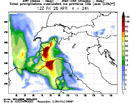 Modello BOLAM - previsione precipitazioni